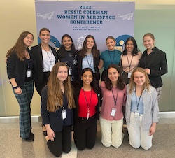 Photo of the Cornellians attending the 2022 Bessie Coleman Women in Aerospace conference