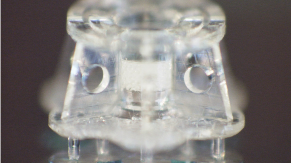 3D-printed gas diffusion layer for an electrochemical reactor, printed at the Cornell NanoScale Science and Technology Facility using two-photon polymerization.