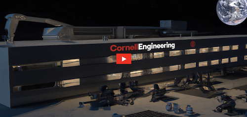 YouTube thumbnail showing an imagined Cornell Engineering Lunar Campus